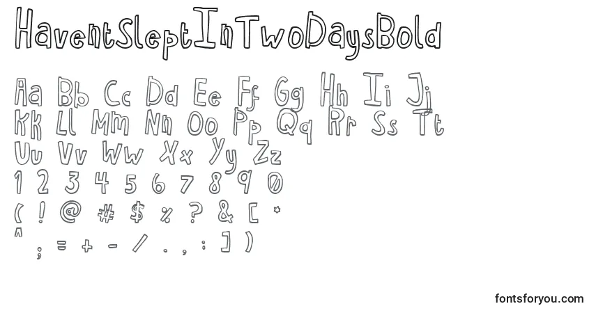 HaventSleptInTwoDaysBoldフォント–アルファベット、数字、特殊文字