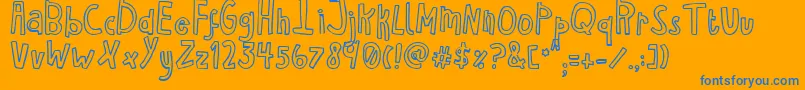 Fonte HaventSleptInTwoDaysBold – fontes azuis em um fundo laranja
