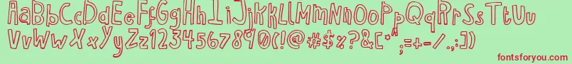 HaventSleptInTwoDaysBold Font – Red Fonts on Green Background