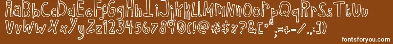 Więcej informacji o czcionce HaventSleptInTwoDaysBold Czcionka HaventSleptInTwoDaysBold – białe czcionki na brązowym tle