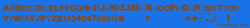 フォントNeuvoSello – 茶色の文字が青い背景にあります。