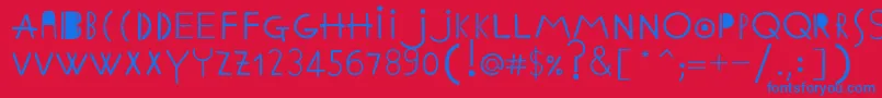 Czcionka EthnicabcRegular – niebieskie czcionki na czerwonym tle