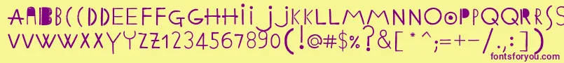 EthnicabcRegular Font – Purple Fonts on Yellow Background