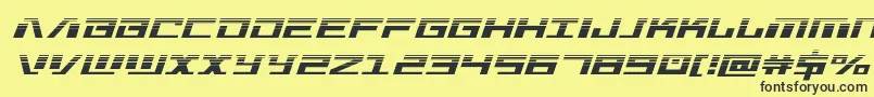 Warmachinehalf-Schriftart – Schwarze Schriften auf gelbem Hintergrund