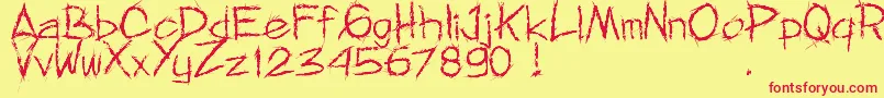 MnfRejormMay Font – Red Fonts on Yellow Background