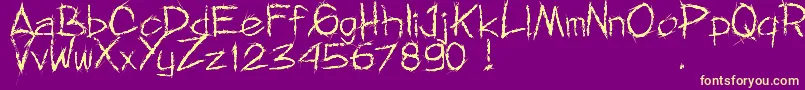 フォントMnfRejormMay – 紫の背景に黄色のフォント