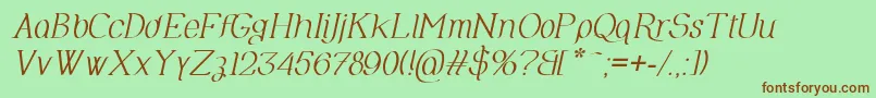 Fonte OlimpiaItalic – fontes marrons em um fundo verde