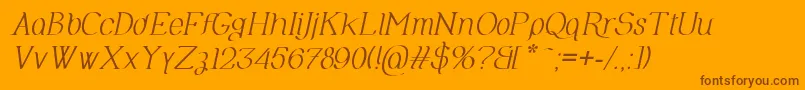 OlimpiaItalic-Schriftart – Braune Schriften auf orangefarbenem Hintergrund