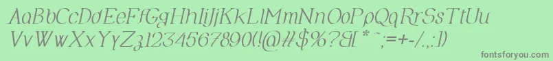 Fonte OlimpiaItalic – fontes cinzas em um fundo verde