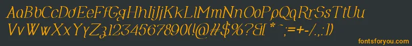 OlimpiaItalic-fontti – oranssit fontit mustalla taustalla