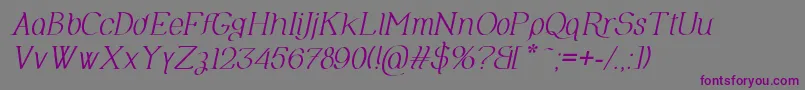 フォントOlimpiaItalic – 紫色のフォント、灰色の背景