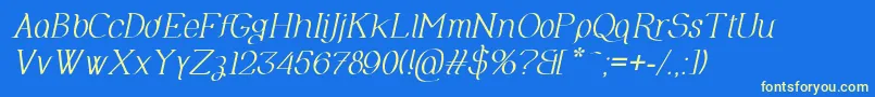 OlimpiaItalic Font – Yellow Fonts on Blue Background