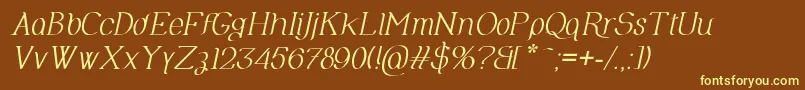 OlimpiaItalic Font – Yellow Fonts on Brown Background