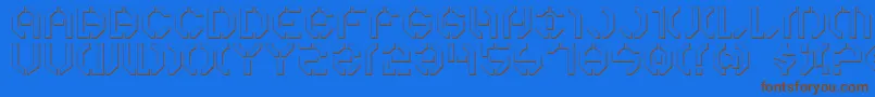 フォントY3ko – 茶色の文字が青い背景にあります。