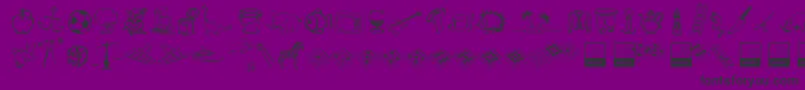 Alfabilder-Schriftart – Schwarze Schriften auf violettem Hintergrund