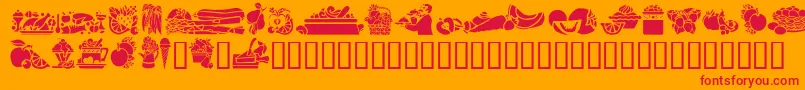 Czcionka GeEdibles – czerwone czcionki na pomarańczowym tle