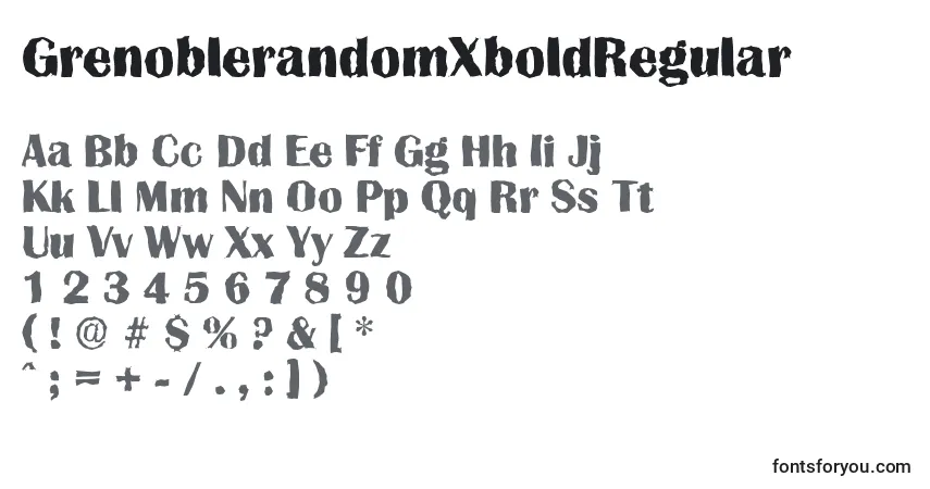 A fonte GrenoblerandomXboldRegular – alfabeto, números, caracteres especiais
