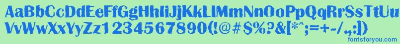 GrenoblerandomXboldRegular Font – Blue Fonts on Green Background