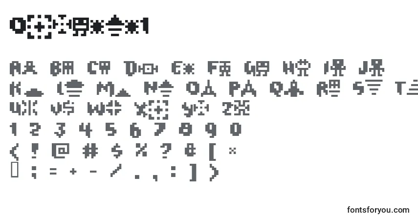 Шрифт Oxygene1 – алфавит, цифры, специальные символы