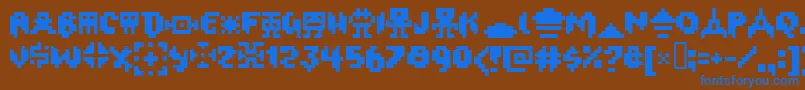 フォントOxygene1 – 茶色の背景に青い文字