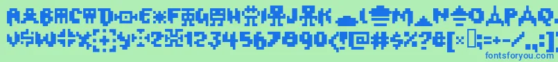 フォントOxygene1 – 青い文字は緑の背景です。