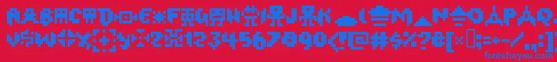 Oxygene1 Font – Blue Fonts on Red Background