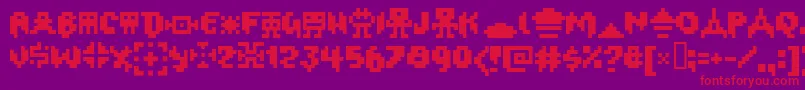 フォントOxygene1 – 紫の背景に赤い文字