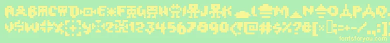 フォントOxygene1 – 黄色の文字が緑の背景にあります