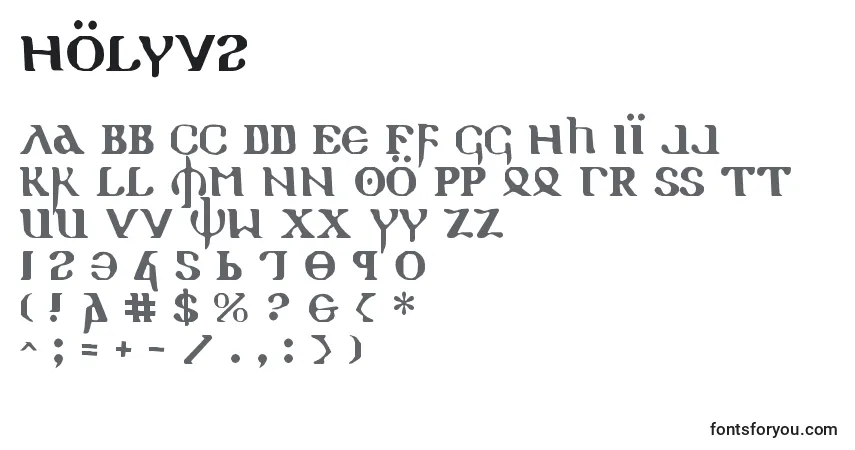 A fonte Holyv2 – alfabeto, números, caracteres especiais