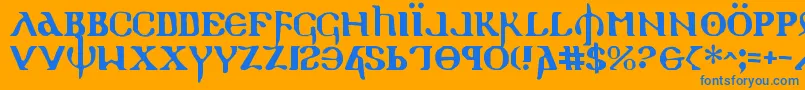 フォントHolyv2 – オレンジの背景に青い文字