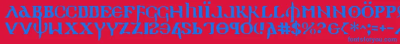 Czcionka Holyv2 – niebieskie czcionki na czerwonym tle