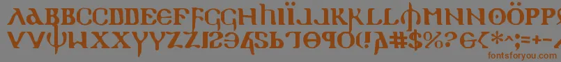 Weitere Informationen zur Holyv2-Schriftart Holyv2-Schriftart – Braune Schriften auf grauem Hintergrund