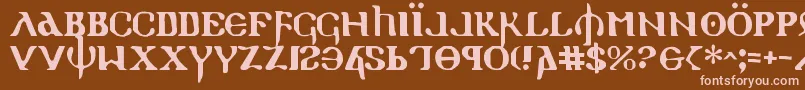 Czcionka Holyv2 – różowe czcionki na brązowym tle