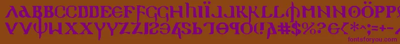 Weitere Informationen zur Holyv2-Schriftart Holyv2-Schriftart – Violette Schriften auf braunem Hintergrund