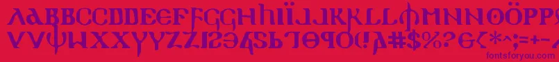 Holyv2-Schriftart – Violette Schriften auf rotem Hintergrund