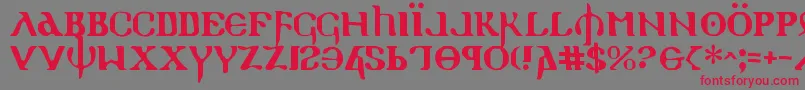 フォントHolyv2 – 赤い文字の灰色の背景