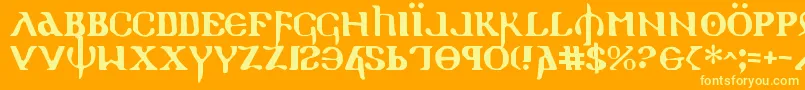 Fonte Holyv2 – fontes amarelas em um fundo laranja