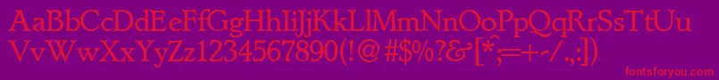 LynnedbNormal-Schriftart – Rote Schriften auf violettem Hintergrund