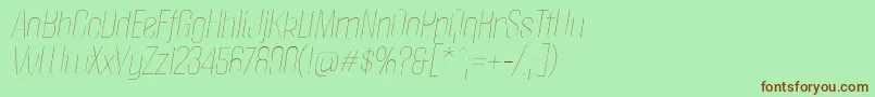 フォントPoliticaThinItalic – 緑の背景に茶色のフォント