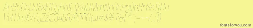 PoliticaThinItalic-fontti – harmaat kirjasimet keltaisella taustalla