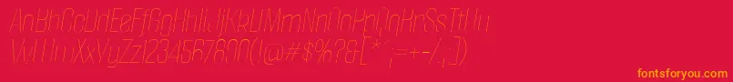 PoliticaThinItalic-fontti – oranssit fontit punaisella taustalla