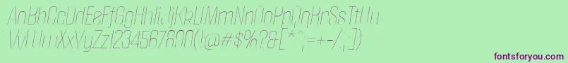 フォントPoliticaThinItalic – 緑の背景に紫のフォント