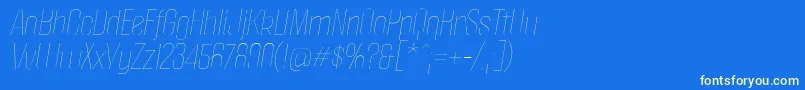 フォントPoliticaThinItalic – 黄色の文字、青い背景