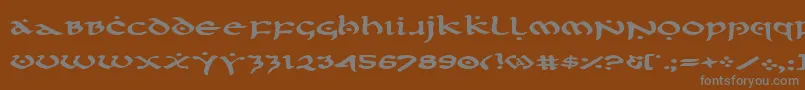 フォントFirstv2e – 茶色の背景に灰色の文字