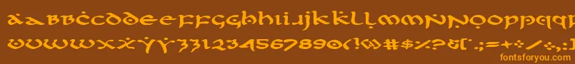 Firstv2e Font – Orange Fonts on Brown Background