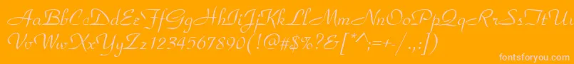 Parkavedee-Schriftart – Rosa Schriften auf orangefarbenem Hintergrund