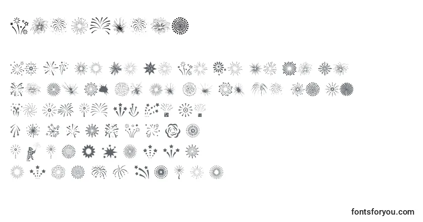 Czcionka Fireworks – alfabet, cyfry, specjalne znaki