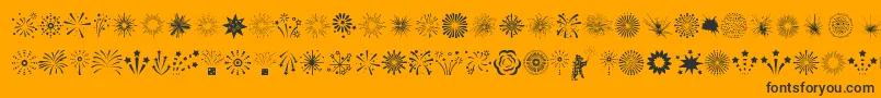 Fireworks-Schriftart – Schwarze Schriften auf orangefarbenem Hintergrund