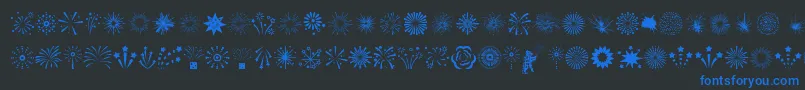 フォントFireworks – 黒い背景に青い文字