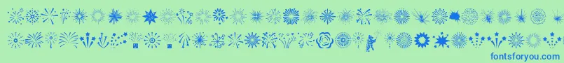 Fireworks Font – Blue Fonts on Green Background